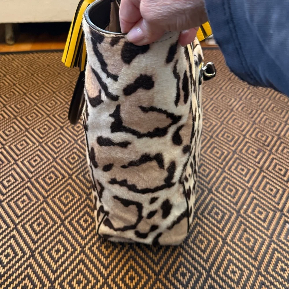 COACH large Ocelot Leopard print dyed Hair on calf tote 21165
